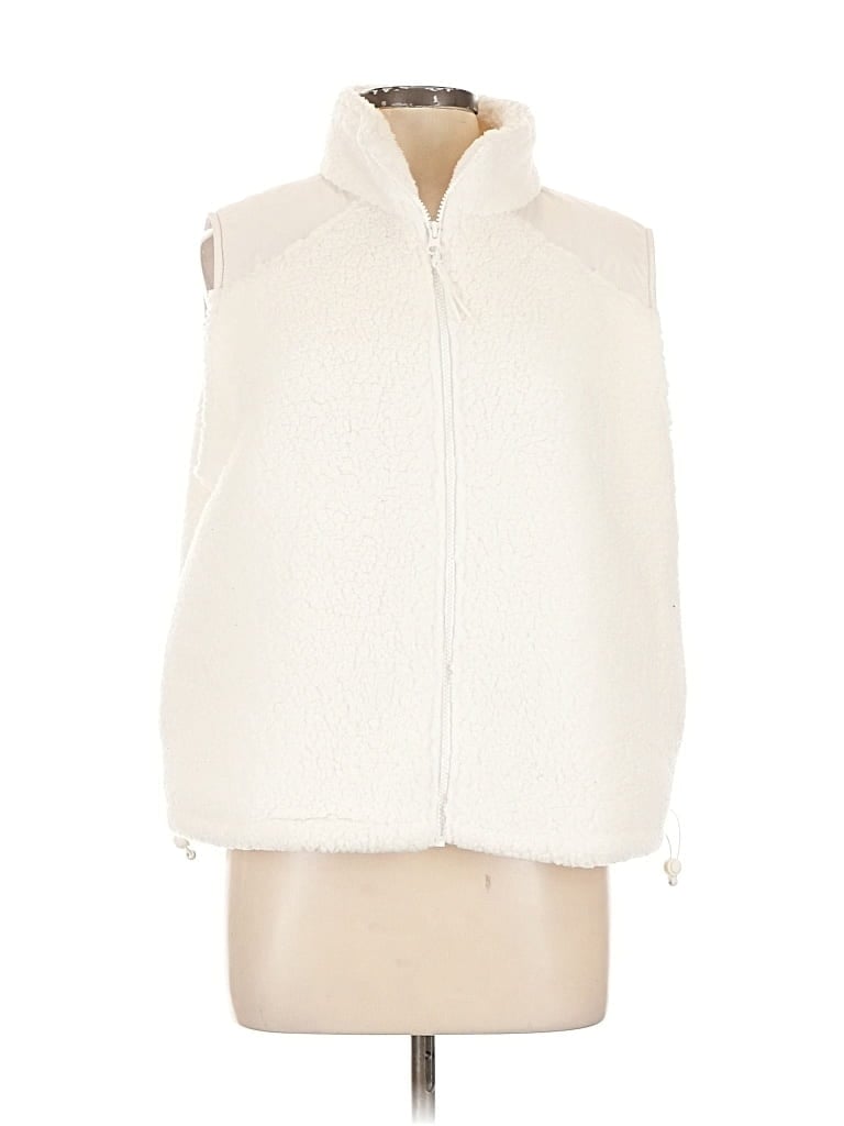 Pre-owned Sweaty Betty Faux Fur Vest In White