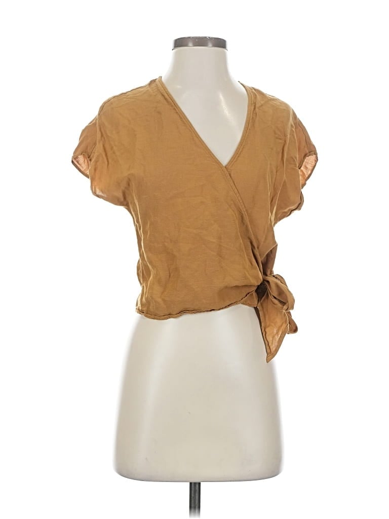 Pre-owned Madewell Short Sleeve Blouse In Brown