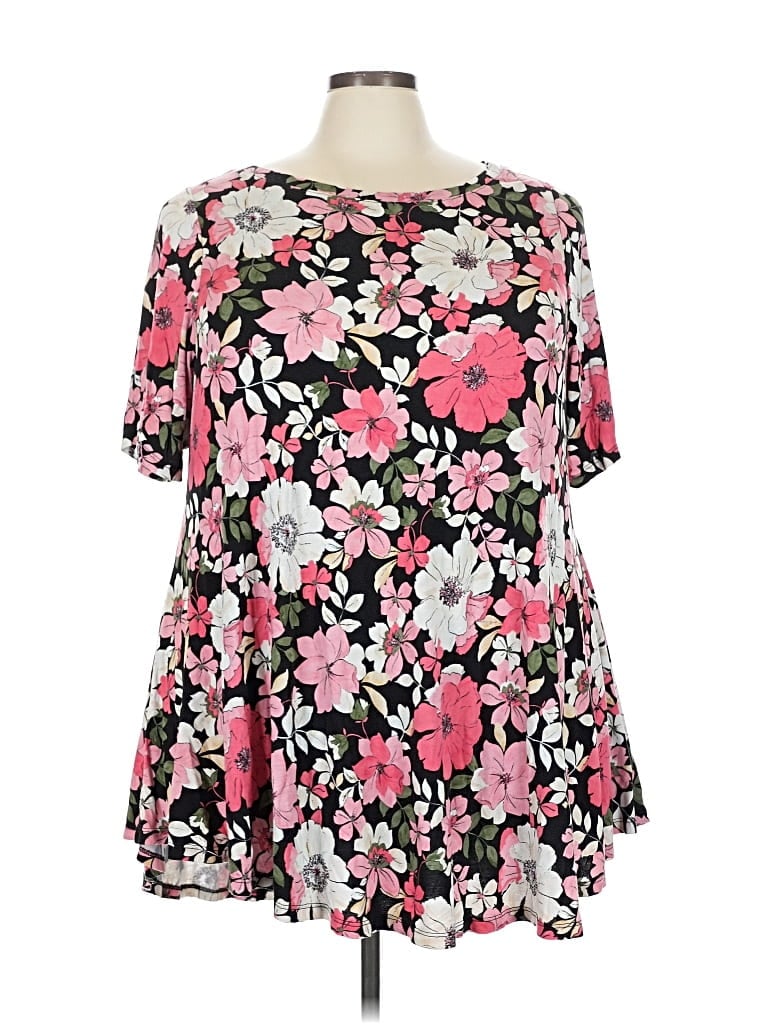 Pre-owned Lane Bryant Short Sleeve Blouse In Pink