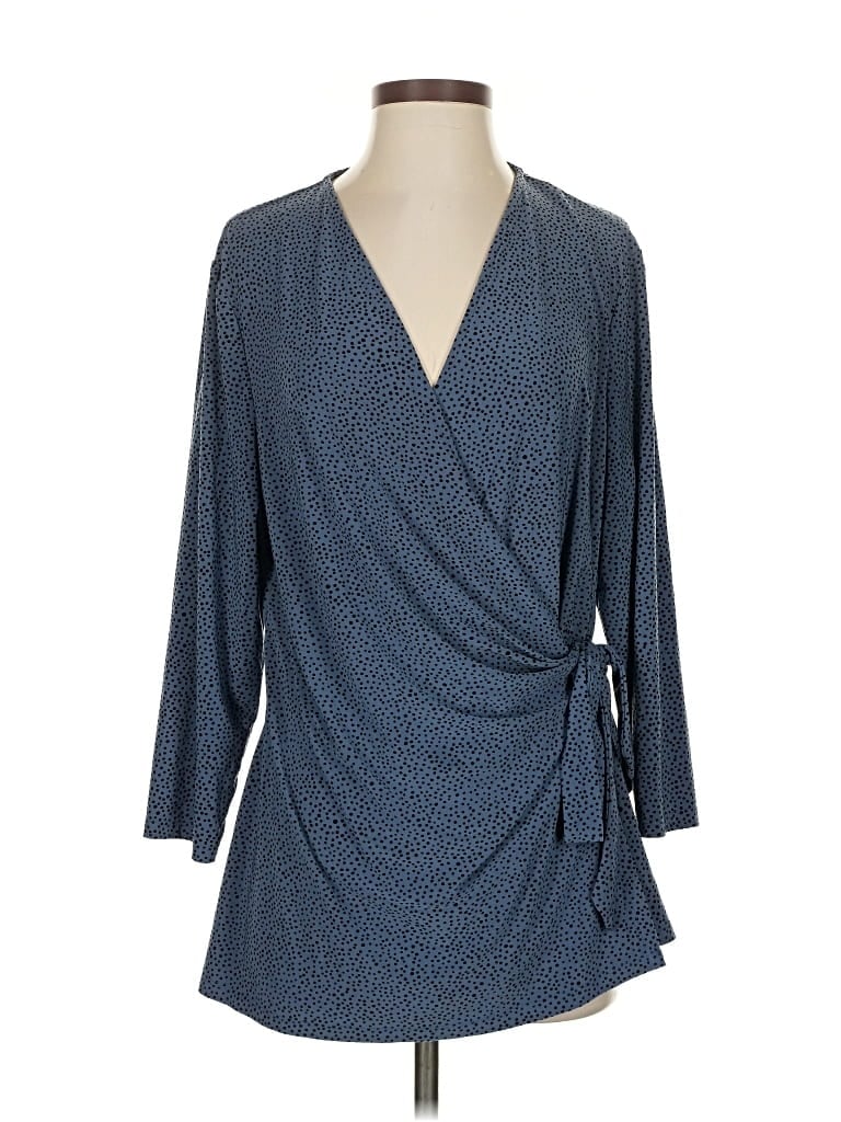 Pre-owned Anne Klein Long Sleeve Blouse In Blue