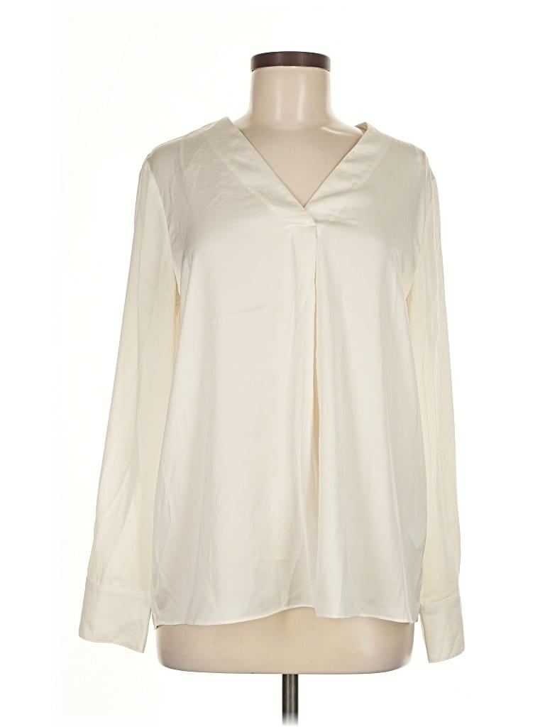 Pre-owned Banana Republic Factory Store Long Sleeve Blouse In White