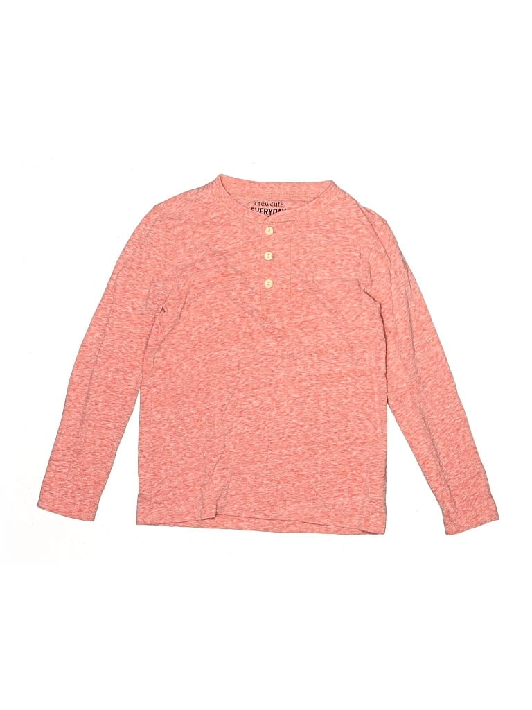 Pre-owned Crewcuts Kids' Long Sleeve Henley Shirt In Orange