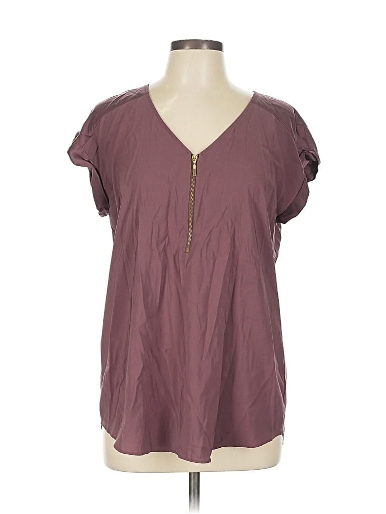 Pre-owned Express Outlet Short Sleeve Blouse In Burgundy