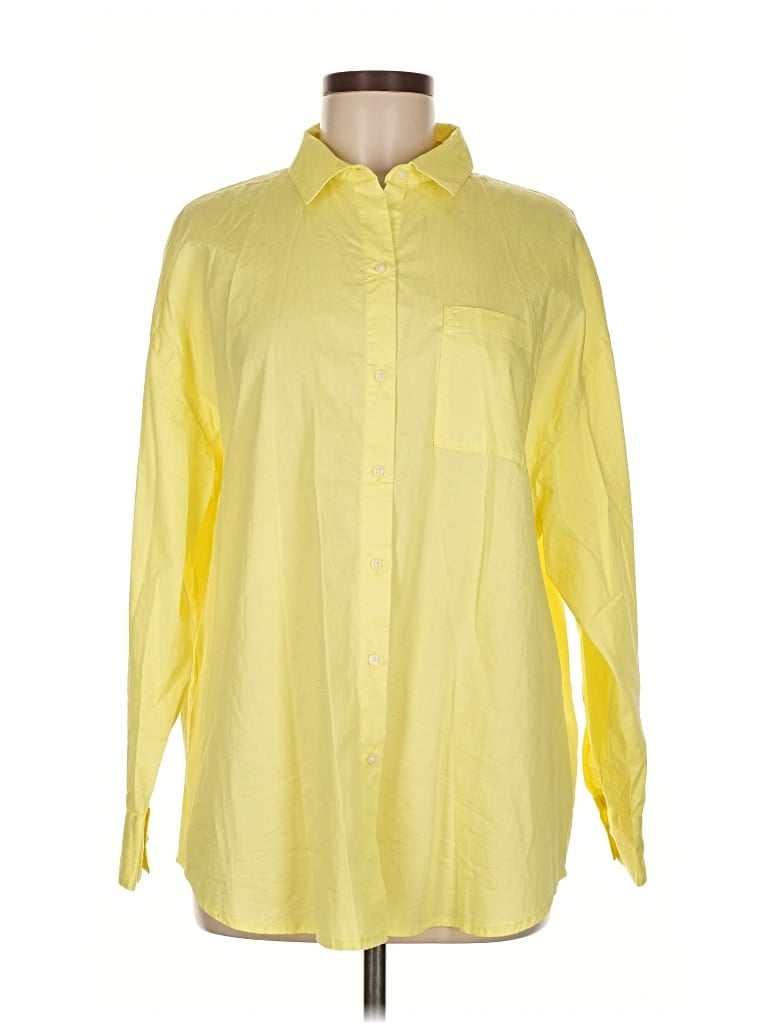 Pre-owned Old Navy Long Sleeve Button Down Shirt In Yellow