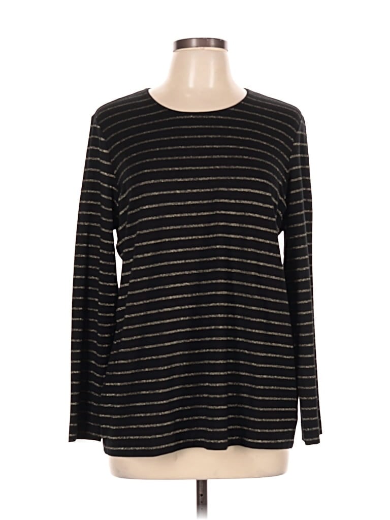 Pre-owned Chico's Long Sleeve T-shirt In Black