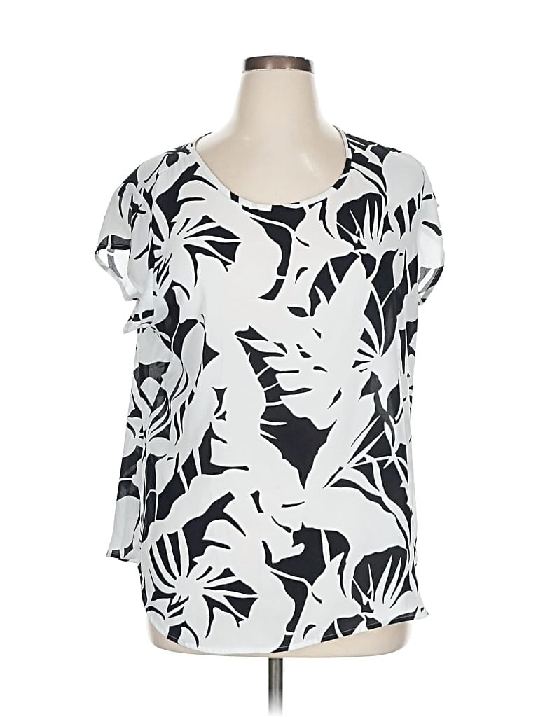 Pre-owned Ann Taylor Factory Short Sleeve Blouse In White