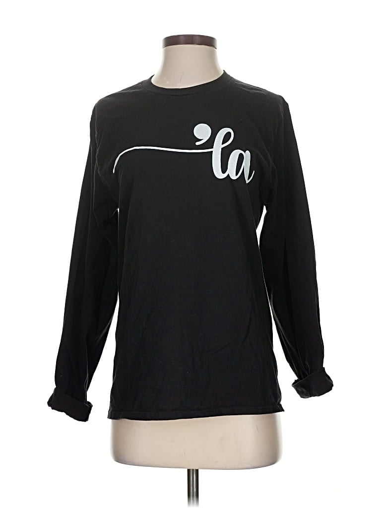 Pre-owned Port & Company Long Sleeve T-shirt In Black