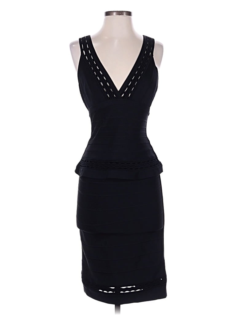 Pre-owned Herve Leger Cocktail Dress In Black