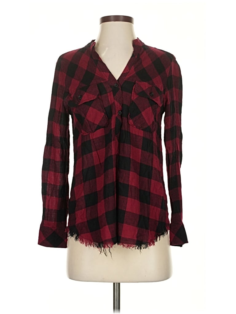 Pre-owned Rails Long Sleeve Blouse In Burgundy