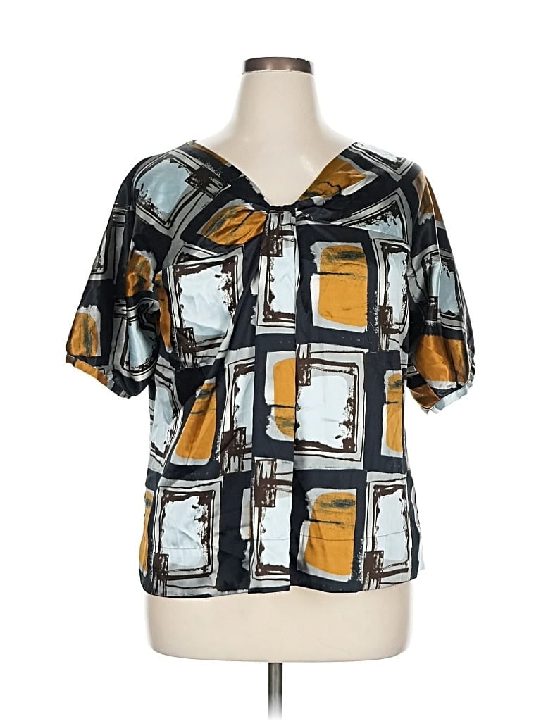 Pre-owned New York And Company Short Sleeve Blouse In Blue