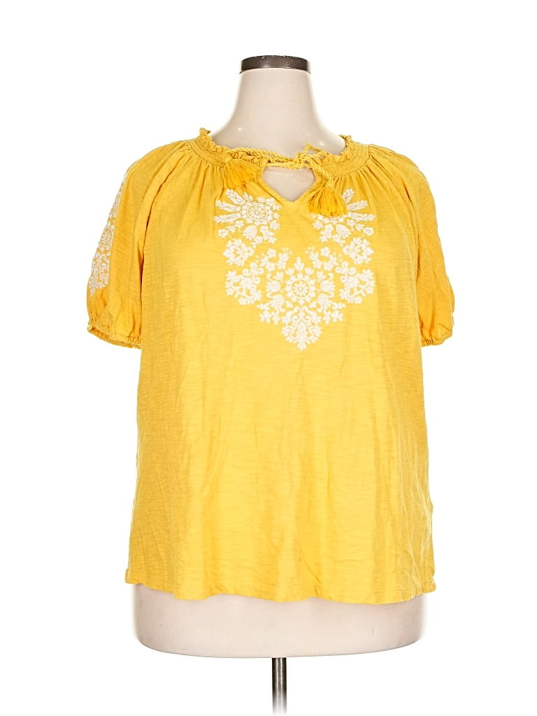 Pre-owned Style & Co Short Sleeve T-shirt In Yellow