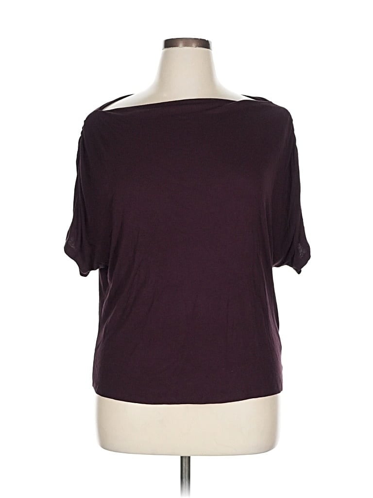 Pre-owned H By Bordeaux Short Sleeve Top Burgundy Boatneck Tops