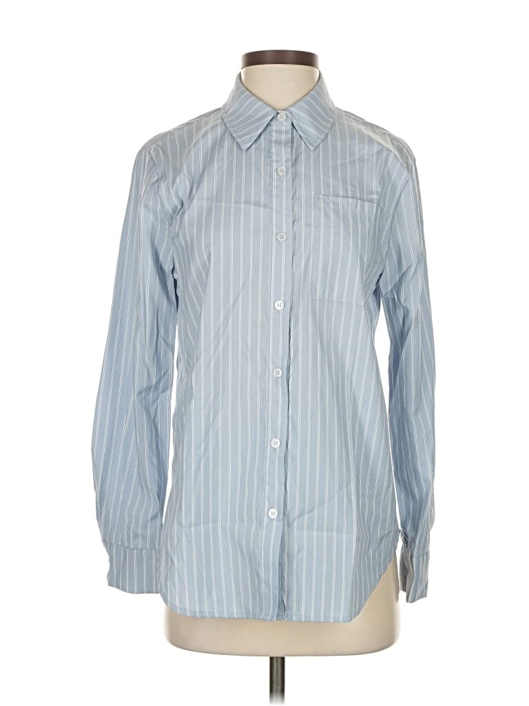 Pre-owned Sincerely Jules Long Sleeve Button Down Shirt In Blue