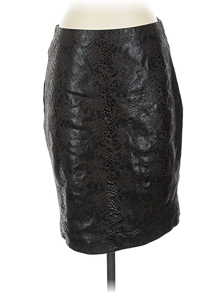 Pre-owned Karen Kane Faux Leather Skirt In Black