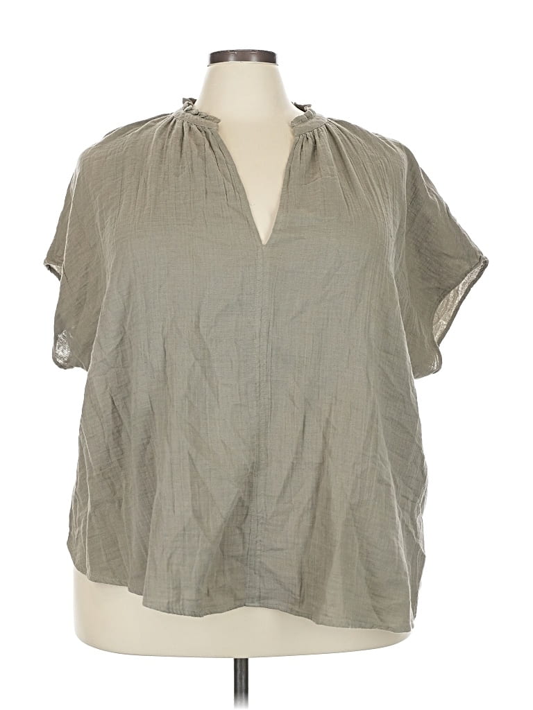 Pre-owned H&m Short Sleeve Blouse In Gray