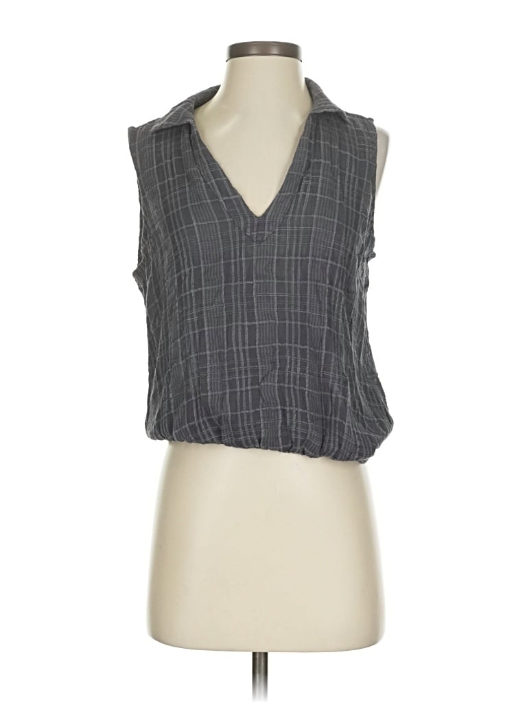 Pre-owned Cloth & Stone Tank Top Gray Plunge Neckline Tops