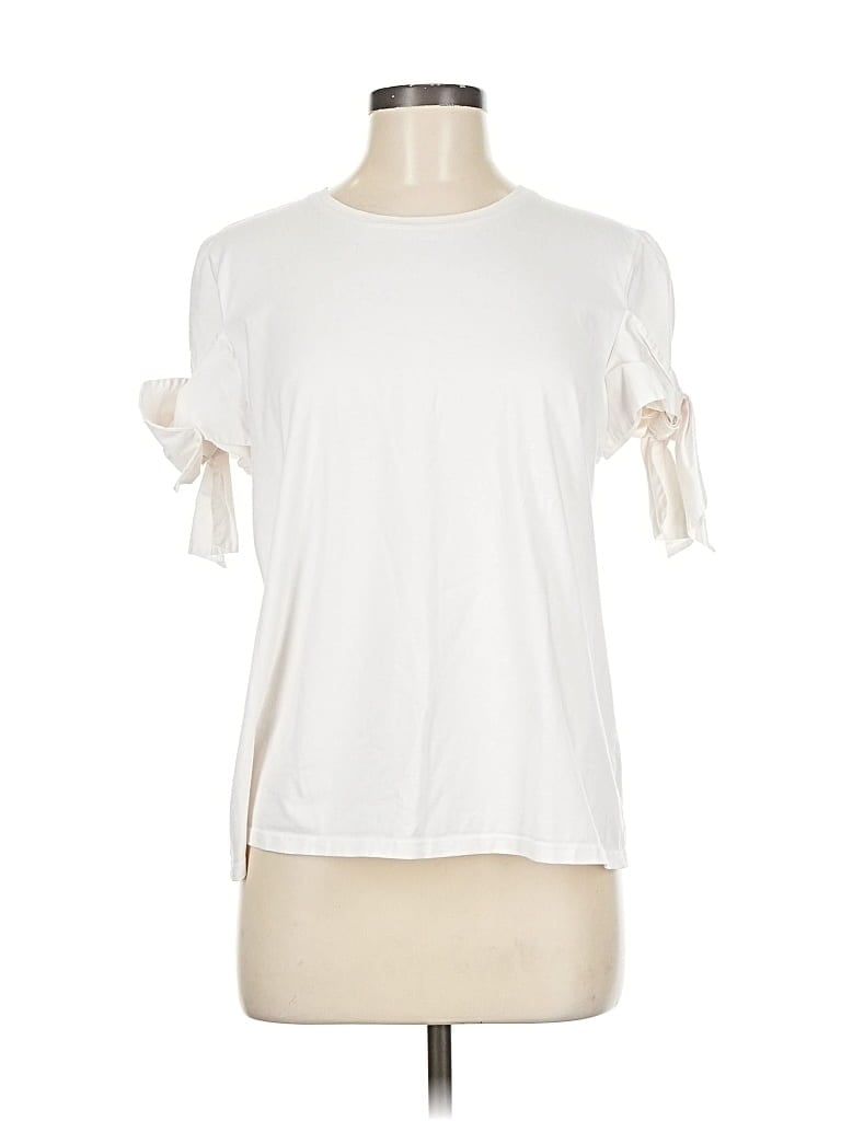 Pre-owned Paule Ka Short Sleeve Top White Cold Shoulder Neckline Tops