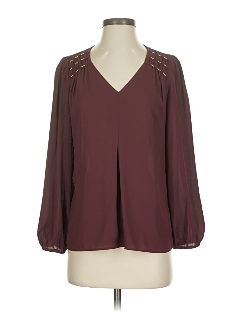 Pre-owned Daniel Rainn 3/4 Sleeve Blouse In Burgundy