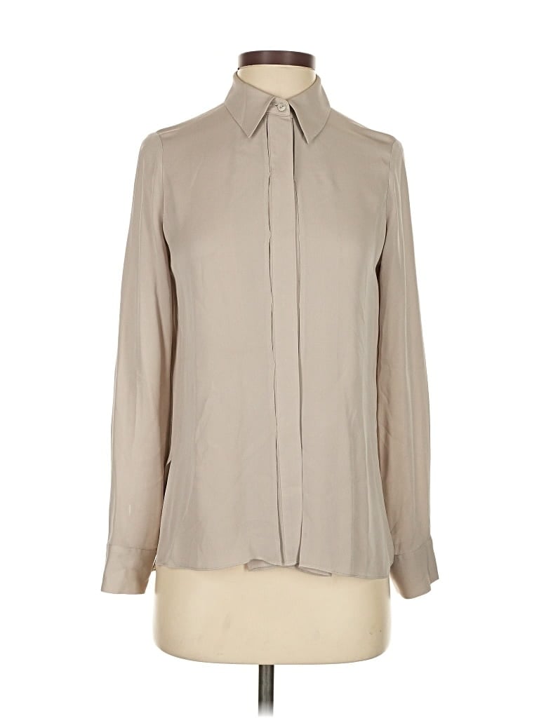 Pre-owned Vince Long Sleeve Blouse In Brown