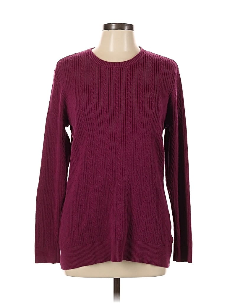 Pre-owned Basic Editions Pullover Sweater In Burgundy