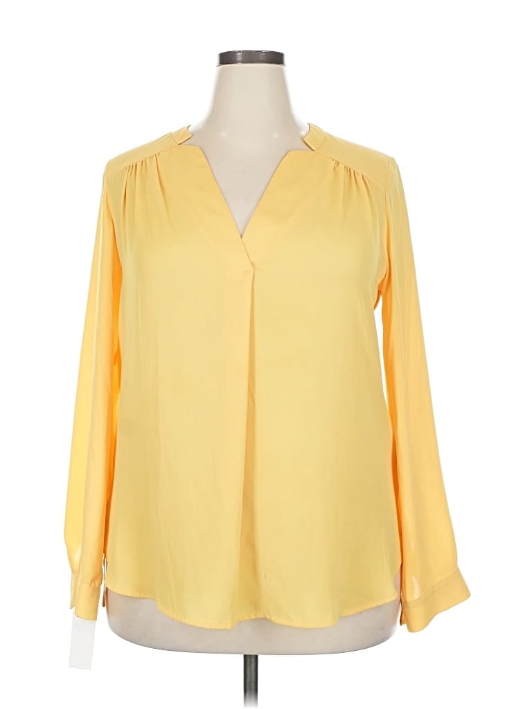 Pre-owned Pleione Long Sleeve Blouse In Yellow