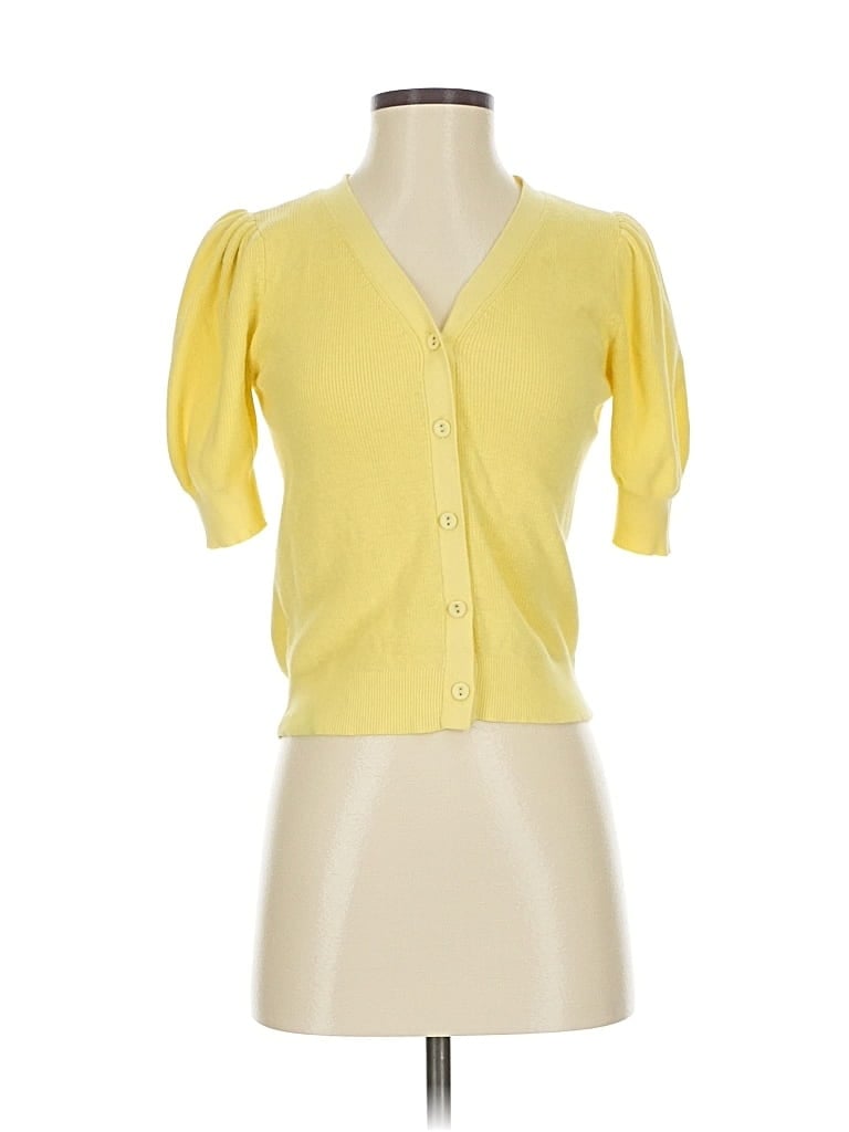 Pre-owned Ann Taylor Loft Cardigan Sweater In Yellow