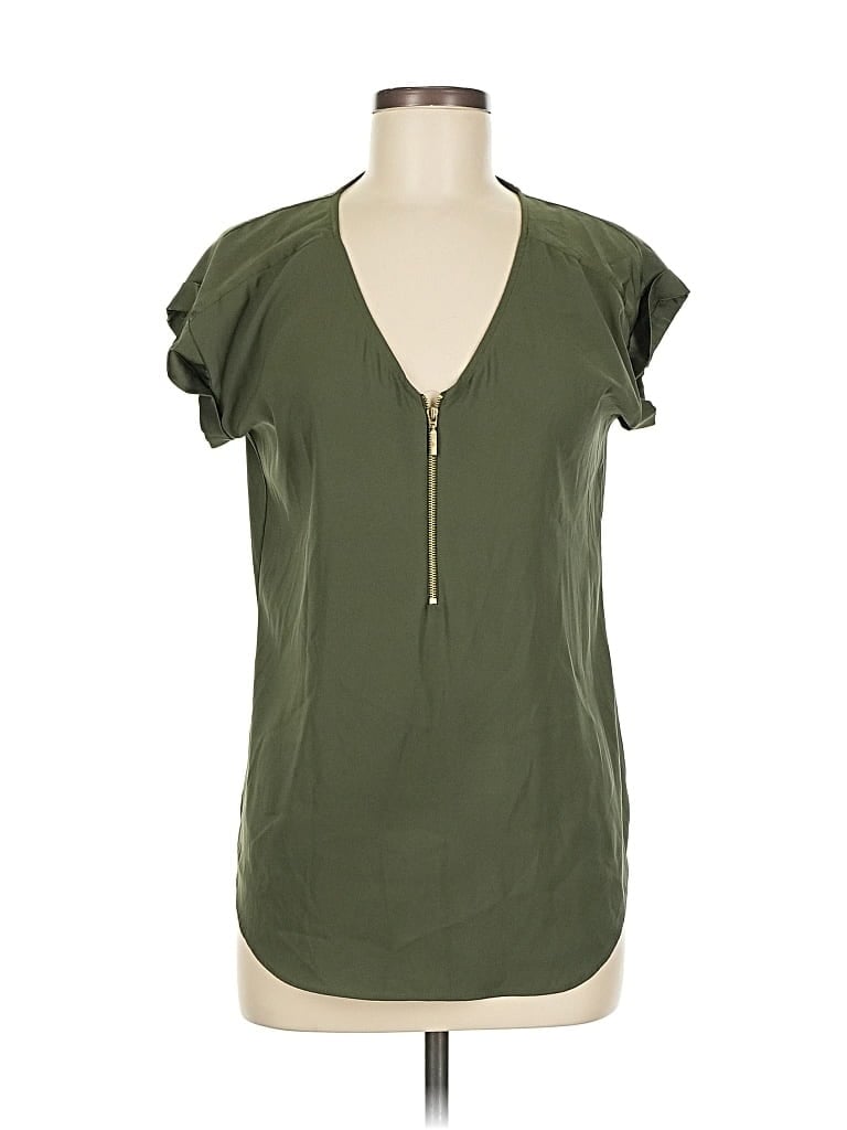 Pre-owned Express Outlet Short Sleeve Blouse In Green