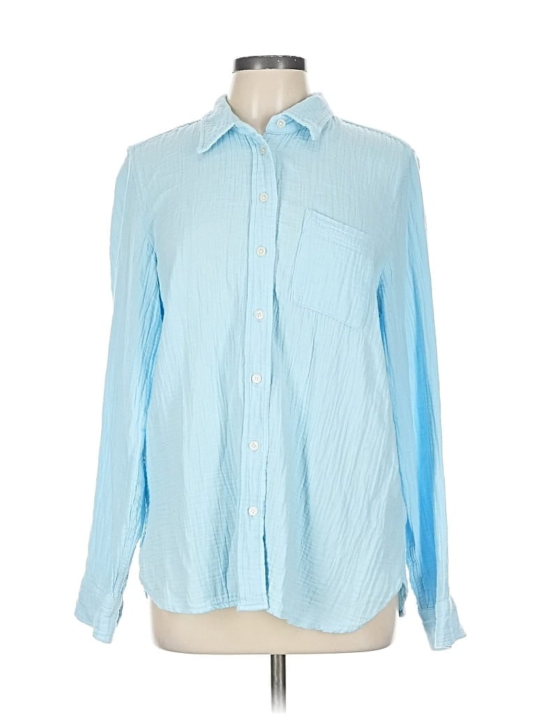 Pre-owned J.crew Factory Store Long Sleeve Button Down Shirt In Blue