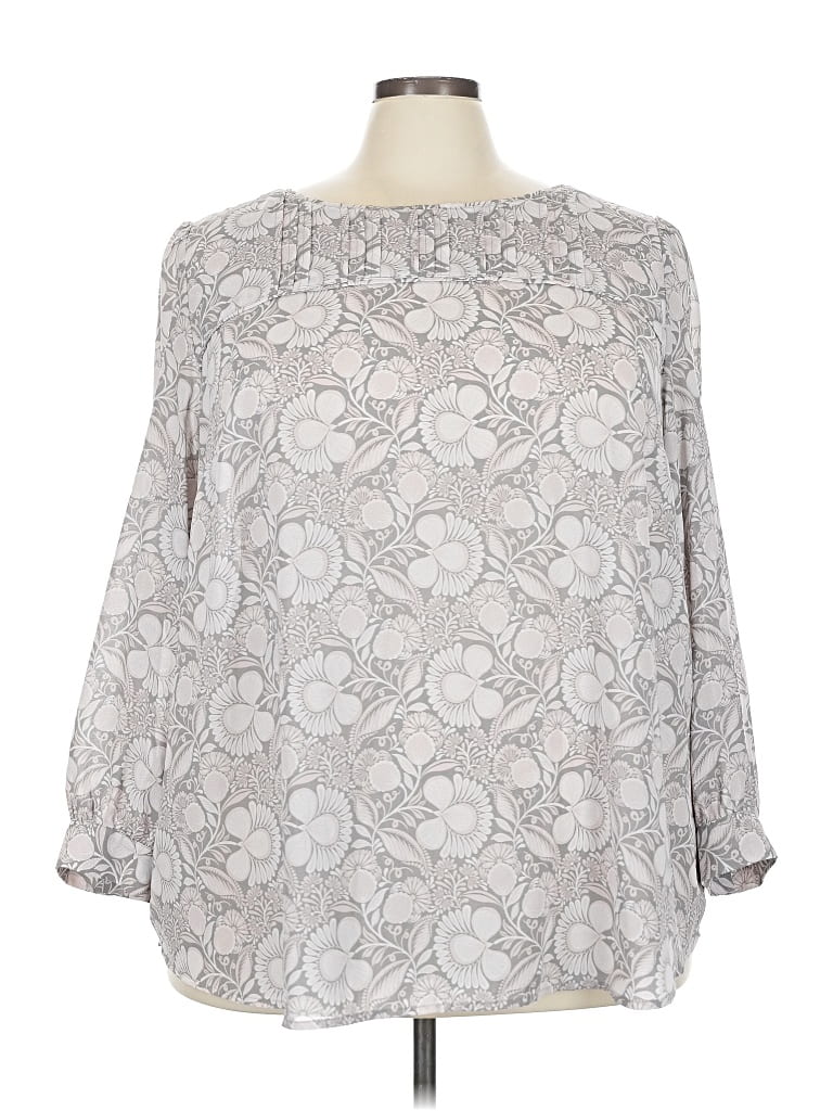 Pre-owned Ann Taylor Loft Long Sleeve Blouse In Gray