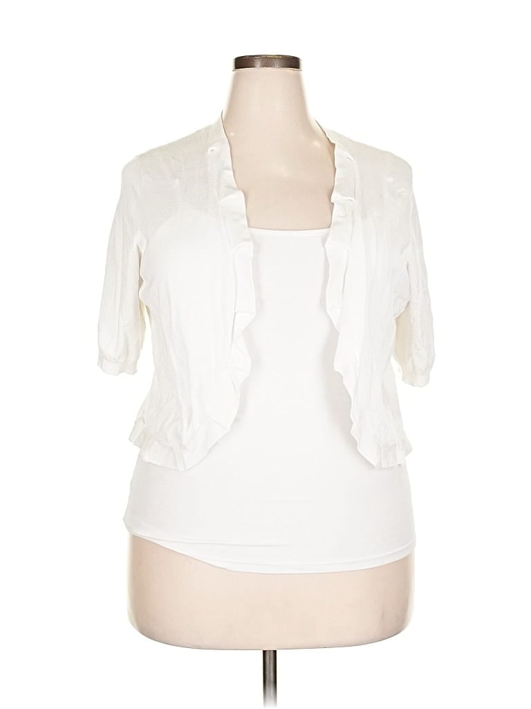 Pre-owned Roz & Ali Cardigan Sweater In White