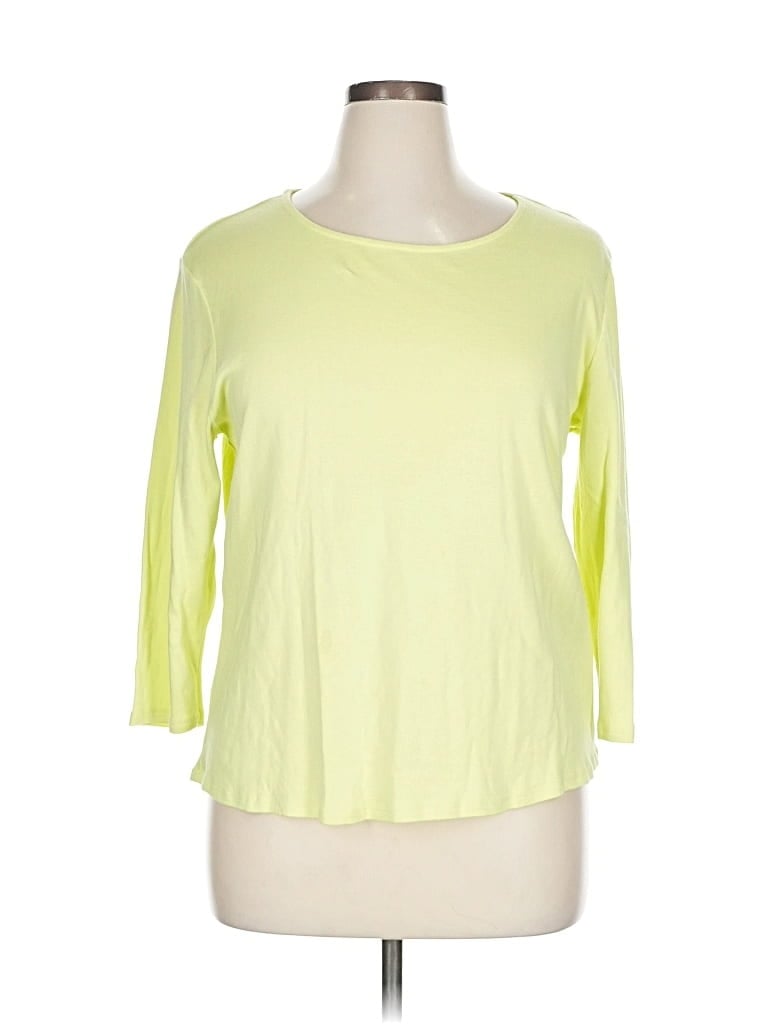 Pre-owned Chico's 3/4 Sleeve T-shirt In Yellow