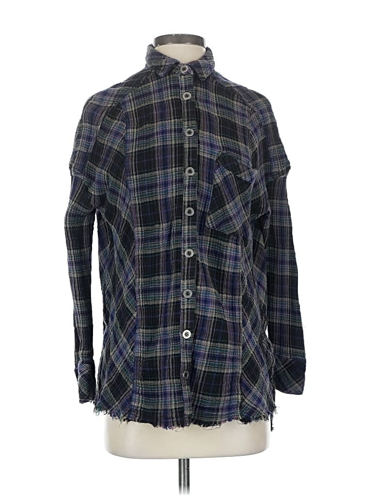 Pre-owned Free People Long Sleeve Button Down Shirt In Black