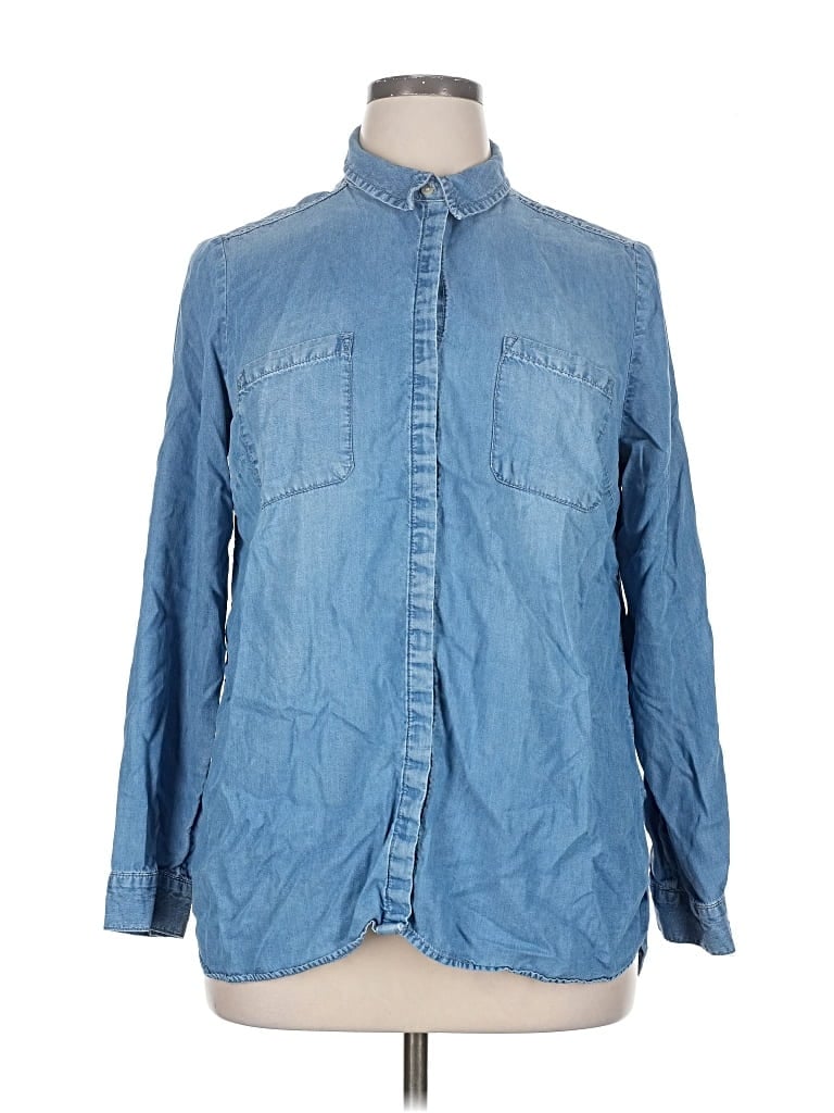 Pre-owned Sonoma Goods For Life Long Sleeve Button Down Shirt In Blue