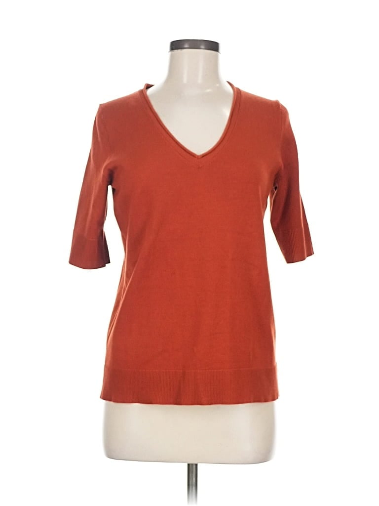 Pre-owned Cable & Gauge Cardigan Sweater In Orange