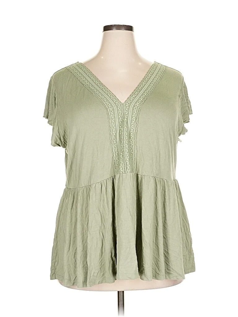 Pre-owned Torrid Short Sleeve Blouse In Green
