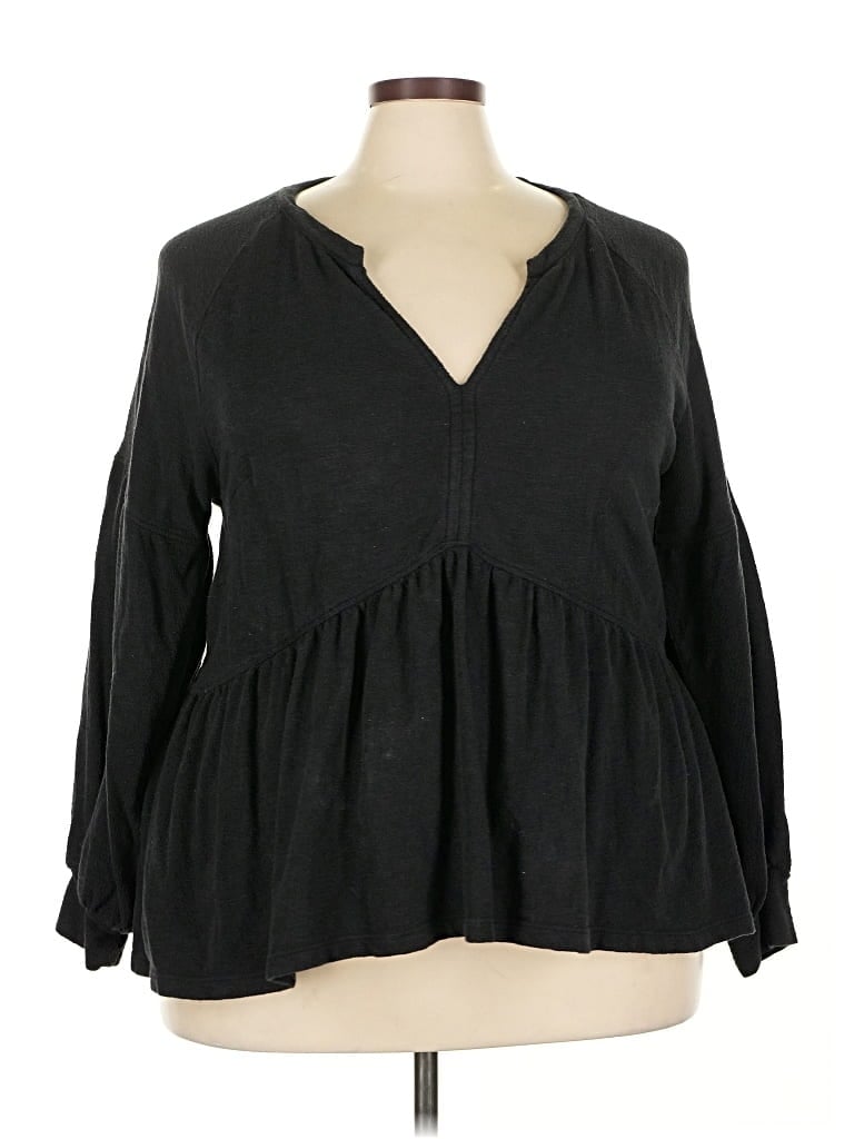 Pre-owned Pilcro Long Sleeve Blouse In Black