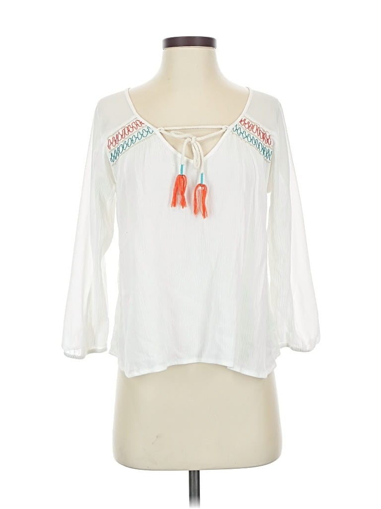 Pre-owned Miss Me 3/4 Sleeve Blouse In White