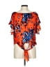 Assorted Brands 100% Polyester Orange Short Sleeve Blouse Size L - photo 1