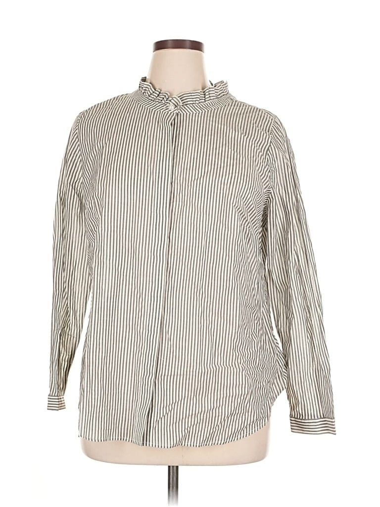 Talbots Long Sleeve Button Down Shirt In Brown