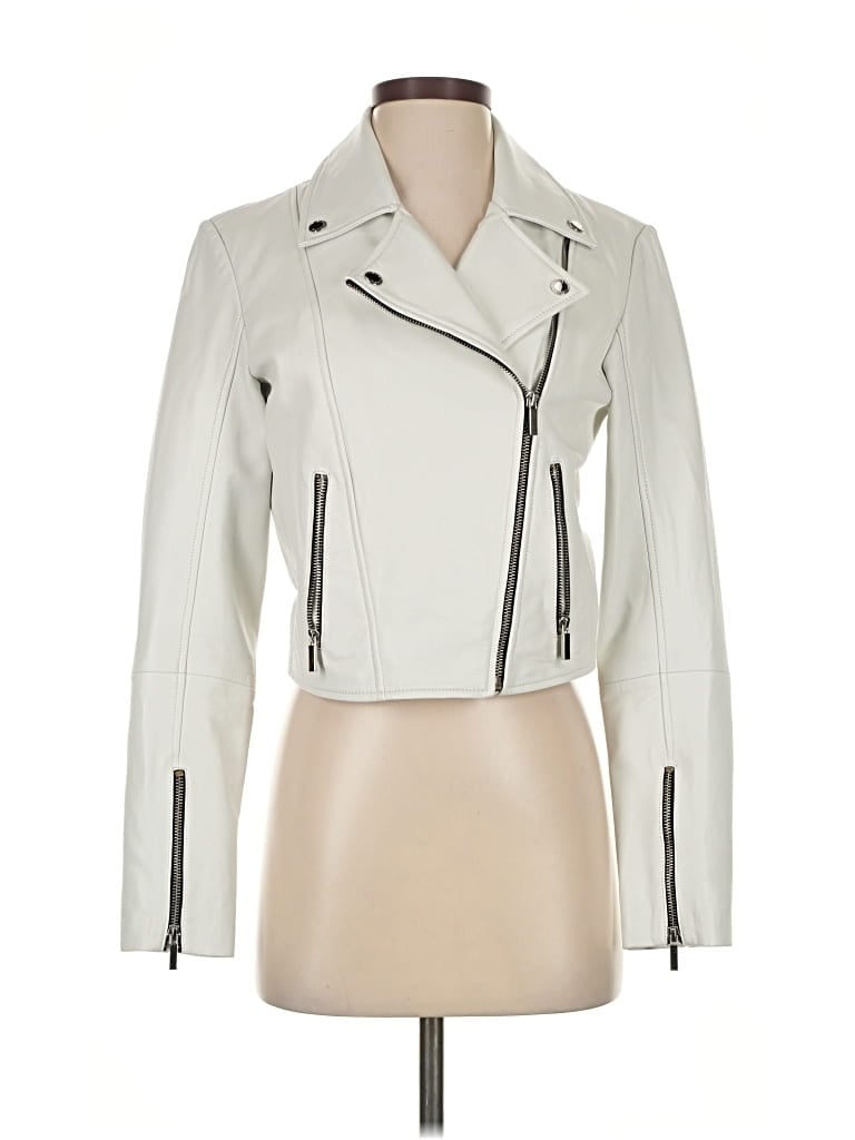 Pre-owned Bod & Christensen Leather Jacket In White