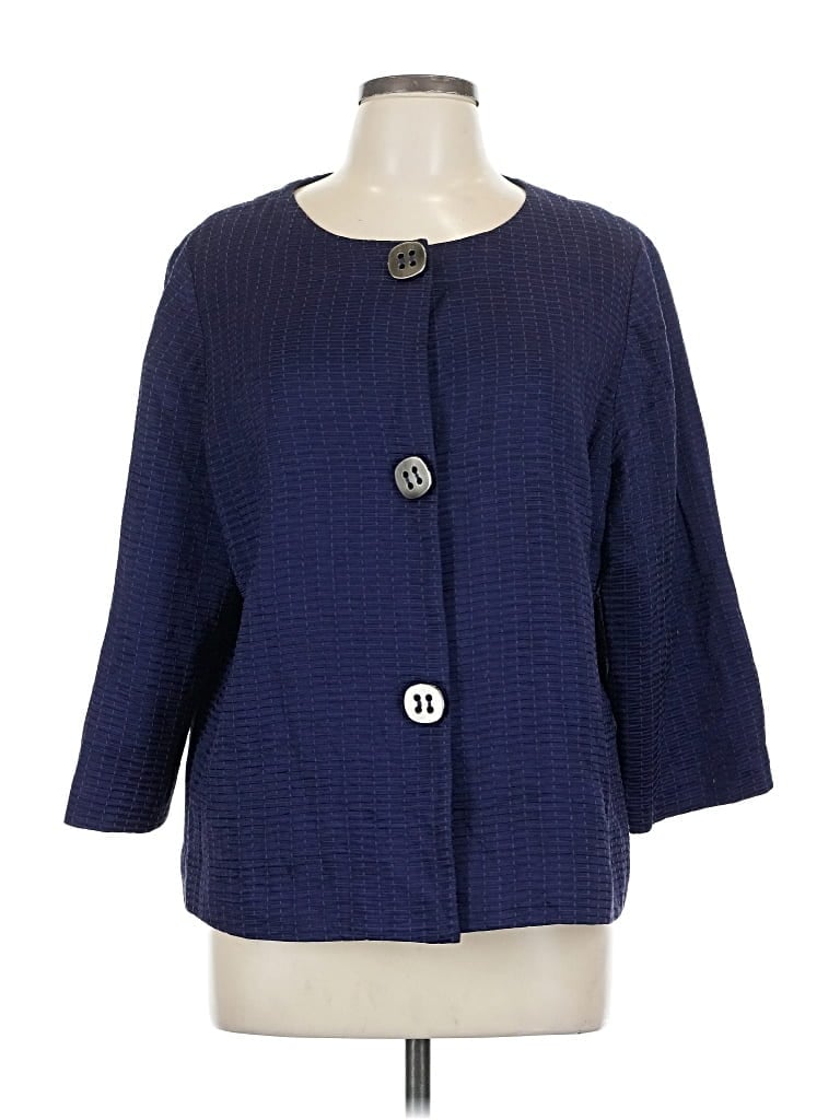 Pre-owned Chico's 3/4 Sleeve Blouse In Blue