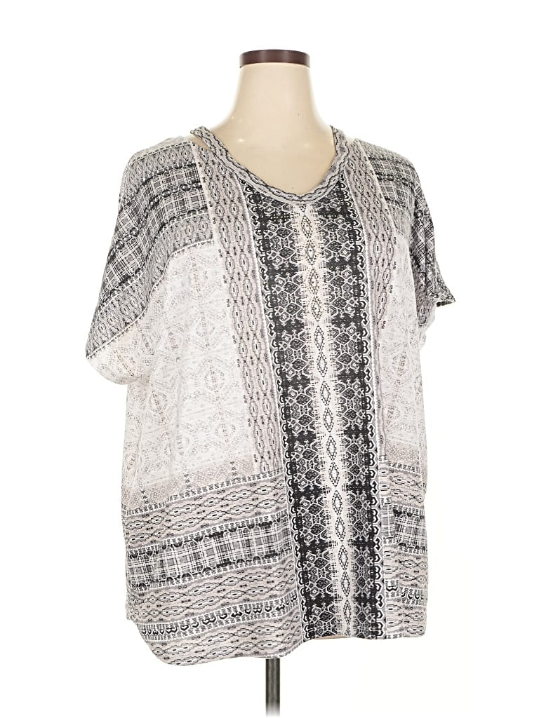 Pre-owned Catherines Short Sleeve Blouse In Gray