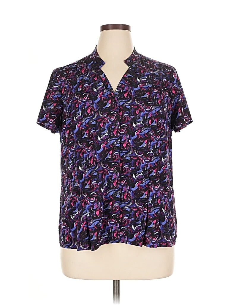 Pre-owned Dana Buchman Short Sleeve Blouse In Purple