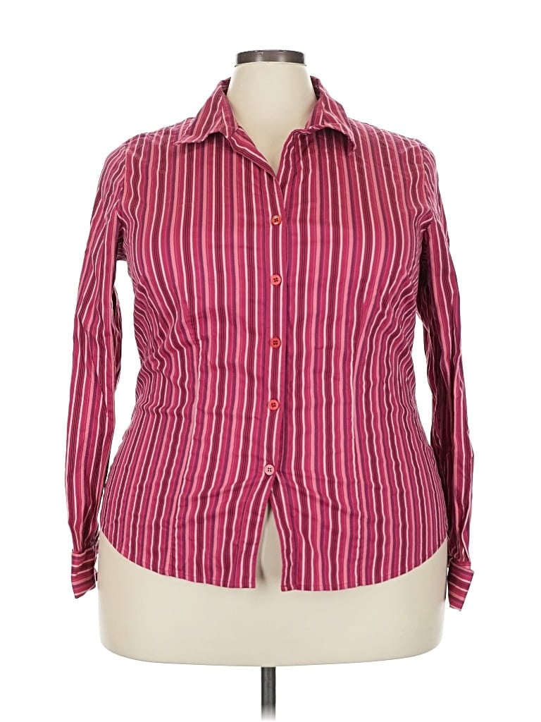 Pre-owned Style & Co Long Sleeve Blouse In Burgundy