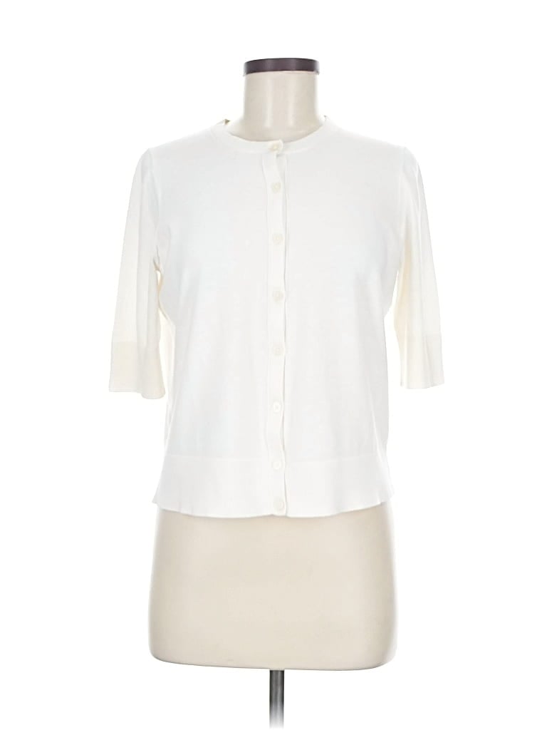 Pre-owned Ann Taylor Loft Cardigan Sweater In White