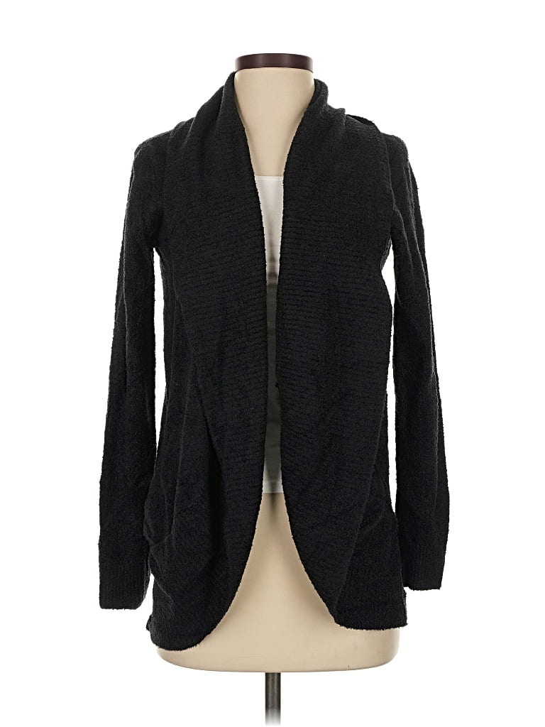 Pre-owned Barefoot Dreams Cozychic Lite Cardigan Sweater In Black