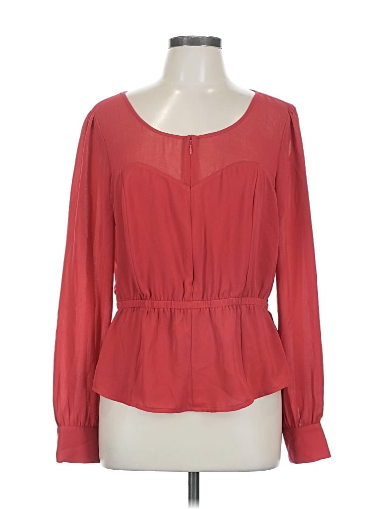 Pre-owned Bebe Long Sleeve Blouse In Red