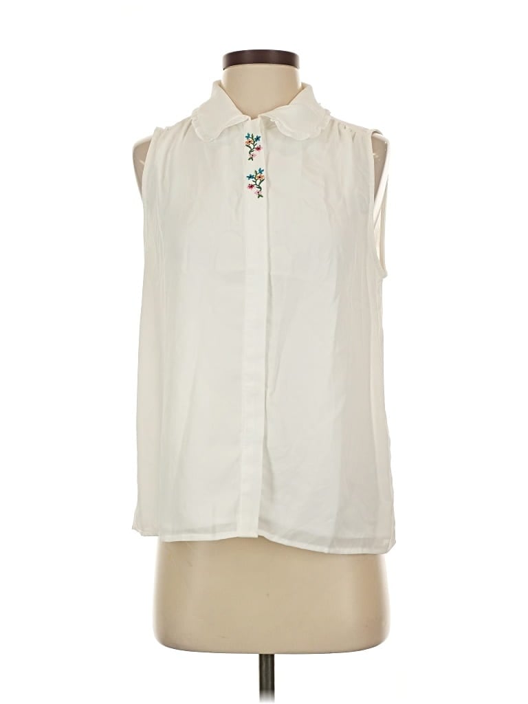 Pre-owned Cece Sleeveless Blouse In White