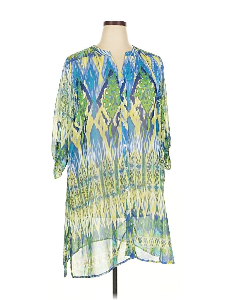 Pre-owned Chico's 3/4 Sleeve Blouse In Green