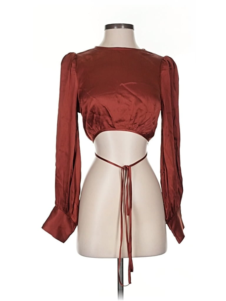 Pre-owned Astr 3/4 Sleeve Blouse In Brown